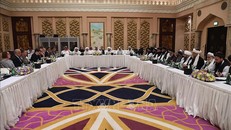 Toàn cảnh cuộc đàm phán giữa phái đoàn Mỹ và đại diện Taliban về hòa bình Afghanistan tại Doha, Qatar ngày 26/2/2019. Ảnh: AFP/TTXVN