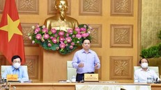 Thủ tướng Chính phủ Phạm Minh Chính chủ trì Hội nghị trực tuyến toàn quốc với các bộ, cơ quan Trung ương và địa phương về đẩy mạnh giải ngân kế hoạch vốn đầu tư công năm 2021 - Ảnh: VGP