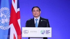 Thủ tướng Phạm Minh Chính phát biểu tại Hội nghị COP26. (Ảnh: Dương Giang/TTXVN)