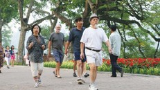 Đi bộ, vận động nhẹ nhàng khi trời râm mát phù hợp với người bệnh tim mạch.