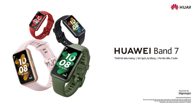  Huawei Band 7, thiết kế siêu mỏng, quản lý sức khỏe chủ động, pin liên tục 2 tuần