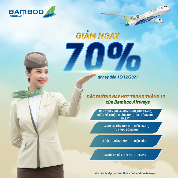 Tri ân cuối năm, Bamboo Airways giảm ngay 70% giá vé các đường bay hot ảnh 1