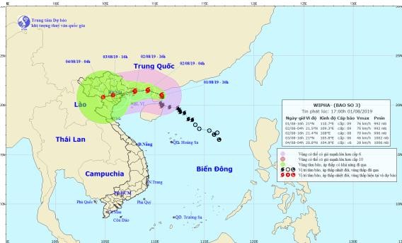 Vị trí và đường đi của bão số 3. Ảnh: nchmf.gov.vn
