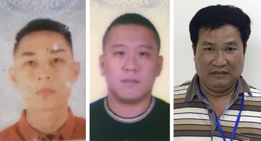 03 bị can bị khởi tố gồm: Mai Tiến Dũng (áo đỏ), Nguyễn Bảo Trung (áo đen) và Phạm Văn Hiệp (áo kẻ ngang). 