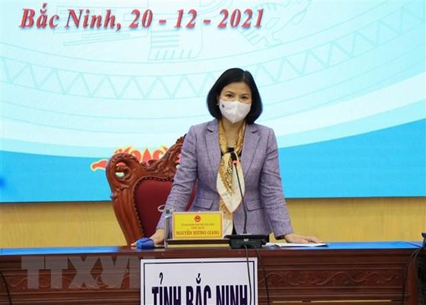 Chủ tịch Ủy ban Nhân dân tỉnh Bắc Ninh phát biểu tại Hội nghị. (Ảnh: Thanh Thương/TTXVN)