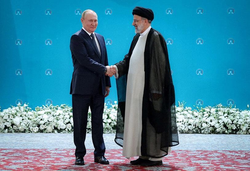 Tổng thống Nga Vladimir Putin và Tổng thống Iran Ebrahim Raisi gặp nhau ngày 19/7/2022. Ảnh: Reuters 