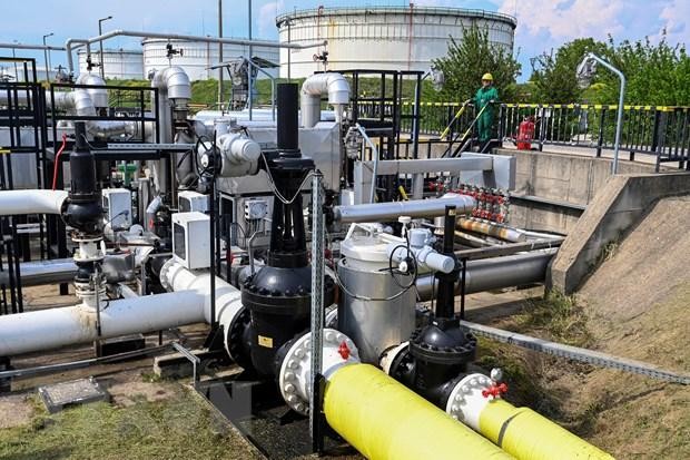 Trạm tiếp nhận của hệ thống đường ống dẫn dầu Druzhba giữa Hungary và Nga ở gần thị trấn Szazhalombatta, Hungary. (Ảnh: AFP/TTXVN) 