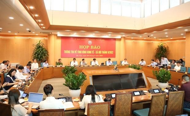 Phiên họp báo về kinh tế xã hội tháng 8/2022 do UBND thành phố Hà Nội tổ chức chiều 9/9.