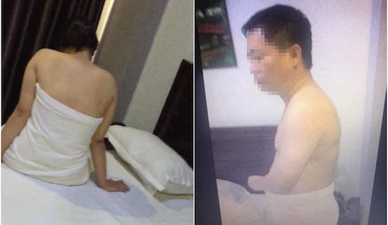 Ông Hoàng Thanh Hà bị bắt quả tang vào khách sạn cùng nữ thuộc cấp. Ảnh: MXH