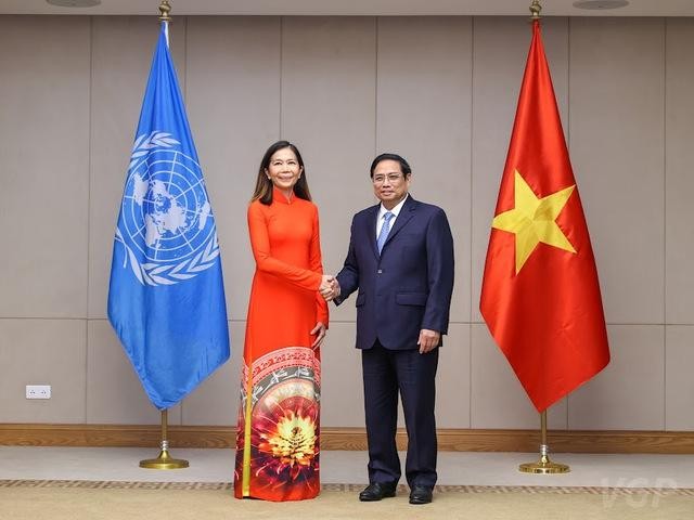 Thủ tướng Chính phủ Phạm Minh Chính cảm ơn LHQ đã đồng hành cùng Việt Nam - Ảnh: VGP/Nhật Bắc