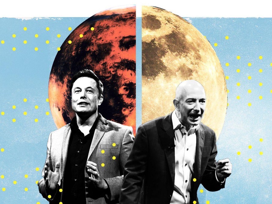 Mặt trăng - chiến trường giữa Elon Musk và Jeff Bezos