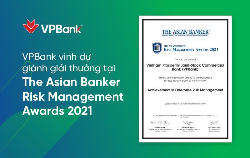 VPBank lần thứ 2 nhận giải thưởng quản trị rủi ro danh giá cấp châu lục 