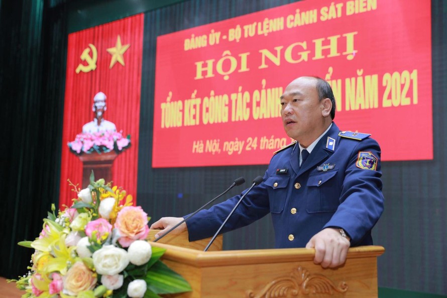Thiếu tướng Lê Quang Đạo, Tư lệnh Cảnh sát biển Việt Nam phát biểu tại Hội nghị. 