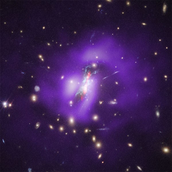 Hố đen ở trung tâm cụm thiên hà Phoenix có thể tạo điều kiện cho sao mới chào đời. (Ảnh: NASA).