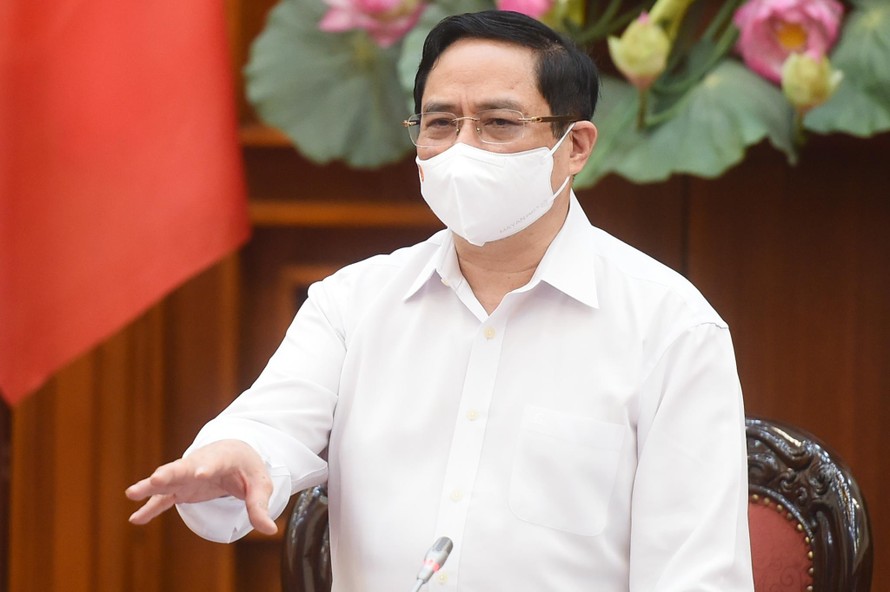 Thủ tướng Chính phủ Phạm Minh Chính phát biểu kết luận cuộc họp ngày 30/4. - Ảnh: VGP
