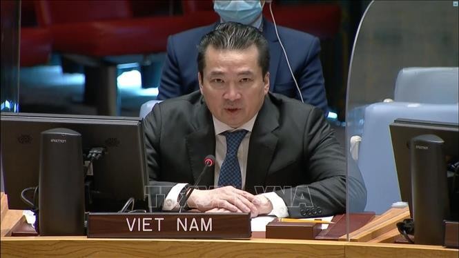 Đại sứ, Phó Trưởng phái đoàn Việt Nam tại LHQ Phạm Hải Anh. Ảnh: Khắc Hiếu/TTXVN 