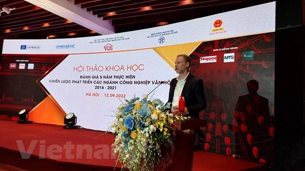 Ông Christian Manhart, Trưởng Đại diện UNESCO tại Việt Nam phát biểu tại hội thảo. (Ảnh: Minh Thu/Vietnam+)