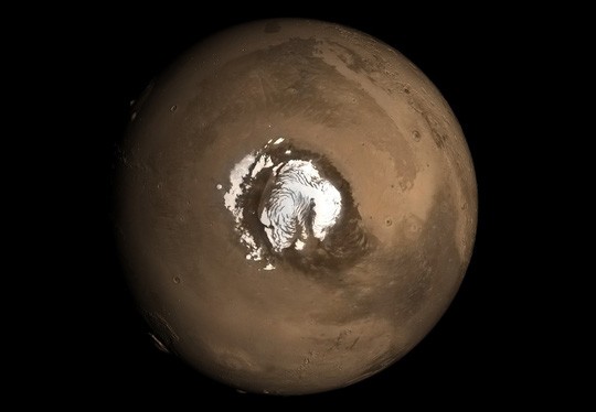 Cực Nam Sao Hỏa - nơi NASA tìm thấy rất nhiều nước ngầm ở thể lỏng. (Ảnh: NASA)
