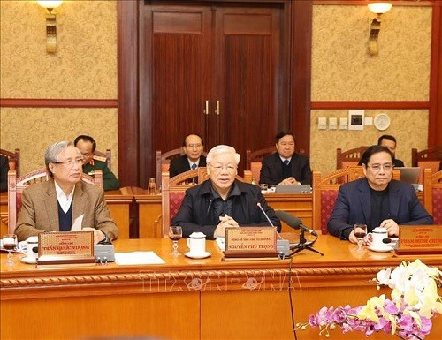 Tổng Bí thư, Chủ tịch nước Nguyễn Phú Trọng chủ trì cuộc họp - Ảnh: TTXVN