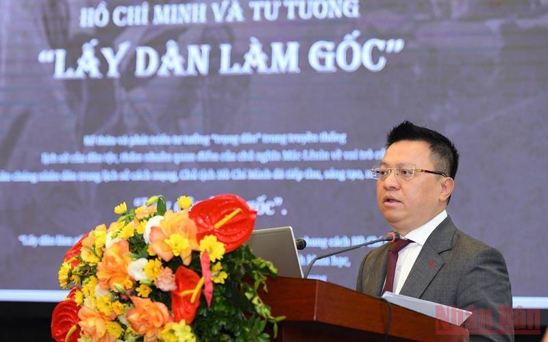 Đồng chí Lê Quốc Minh phát biểu tại lễ khai trương Trang thông tin. Ảnh: Nhân Dân