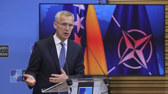 Ông Jens Stoltenberg phát biểu trong một cuộc họp tại trụ sở của NATO ở Brussels, Bỉ, hôm 25/5. Ảnh: AP