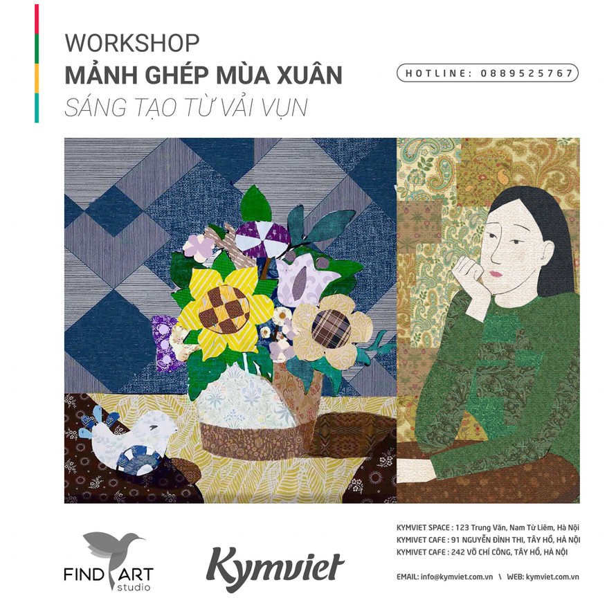 KymViet: Workshop 'Mảnh ghép mùa xuân - Sáng tạo từ vải vụn' 