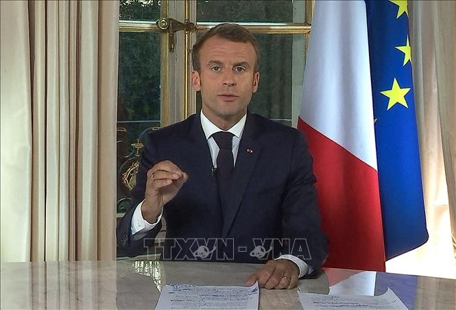 Tổng thống Pháp Emmanuel Macron phát biểu tại Thủ đô Paris. Ảnh: AFP/TTXVN