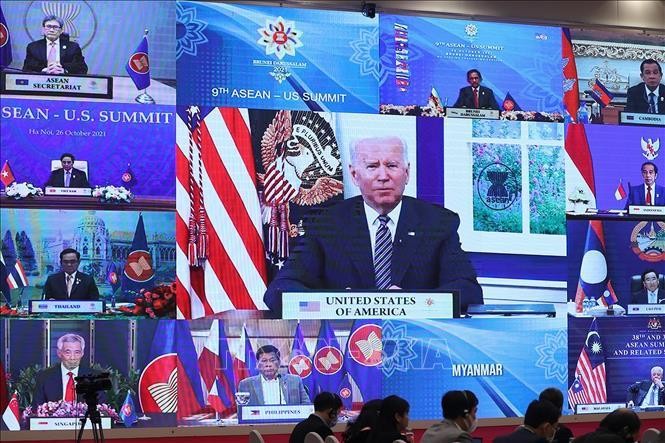 Trưởng đoàn các nước ASEAN và Hoa Kỳ tham dự Hội nghị cấp cao ASEAN - Hoa Kỳ lần thứ 9 bằng hình thức trực tuyến ngày 26/10/2021. Ảnh tư liệu: Dương Giang/TTXVN
