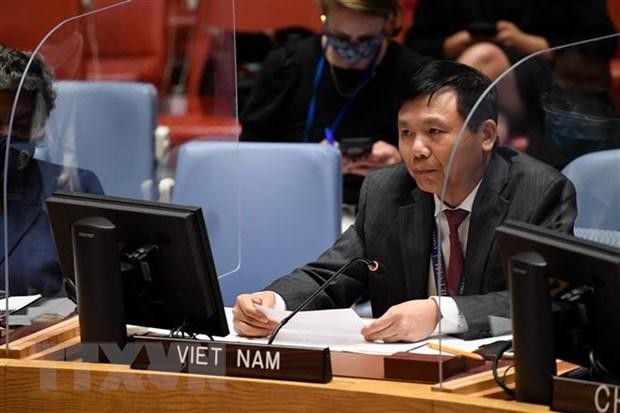 Đại sứ Đặng Đình Quý, Trưởng phái đoàn Việt Nam tai LHQ phát biểu tại phiên họp Hội đồng Bảo an về tình hình Syria. (Ảnh: TTXVN)