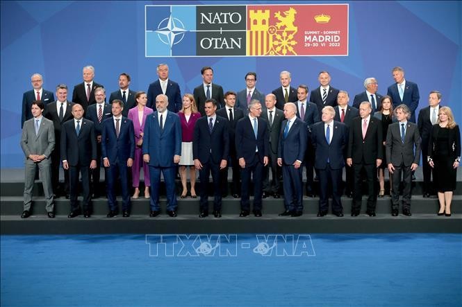 Các nhà lãnh đạo chụp ảnh chung tại Hội nghị thượng đỉnh NATO ở Madrid, Tây Ban Nha, ngày 29/6/2022. Ảnh: THX/ TTXVN